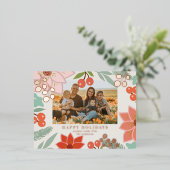 フェスティバルポインセティアベリークリームフォイルフォトホリデー 箔シーズンポストカード (立ち正面)