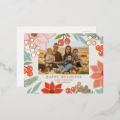 フェスティバルポインセティアベリークリームフォイルフォトホリデー 箔シーズンポストカード (正面/裏面)