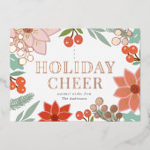 フェスティバルポインセティアベリークリームフォトクリスマス 箔シーズンカード (正面)