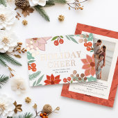フェスティバルポインセティアベリークリームフォトクリスマス 箔シーズンカード
