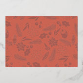 フェスティバルポインセティアベリーネイビーフォイルホリデーカード 箔招待状 (裏面)