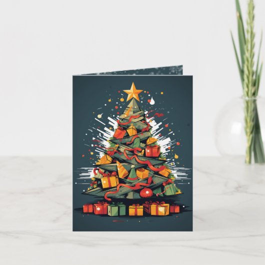 フェスティバルポップ・アートのアートクリスマスツリー表示 カード (正面)