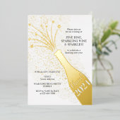 フェスティバルポピンバブルズシャンパンニューイヤーイブ 箔招待状 (立ち正面)