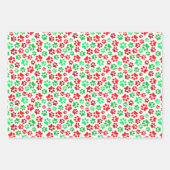 フェスティバルポープリントペットラバーズレッド&グリーンホリデイ ラッピングペーパーシート (正面3)