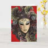 フェスティバルマスクグリーティングカード カード (黄色い花)