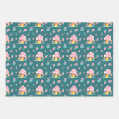 フェスティバルマッシュルーム赤い緑の黄金色のクリスマス ラッピングペーパーシート (正面2)