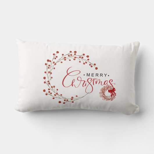 フェスティバルミニマリストレッドベリーメリークリスマス ランバークッション (裏面)