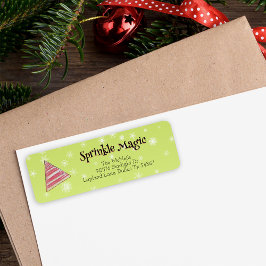 フェスティバルミニマルクリスマスハンド引き小妖精や小人帽子 ラベル