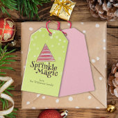 フェスティバルミニマル小妖精や小人ハットピンクレッドストライプ ギフトタグ