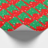 フェスティバルミネソタグリーンオンレッドスノーフレーク ラッピングペーパー (角)
