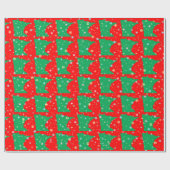 フェスティバルミネソタグリーンオンレッドスノーフレーク ラッピングペーパー (フラット)