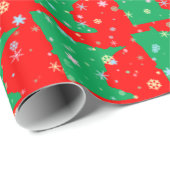 フェスティバルミネソタグリーンオンレッドスノーフレーク ラッピングペーパー (ロールコーナー)