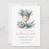 フェスティバルミント&ピンククリスマスチャリスパーティー招待状 招待状 (正面)