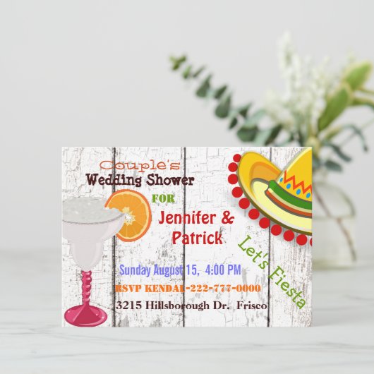 フェスティバルメキシカンフィエスタカップルウェディングシャワー 招待状 (スタンド正面)