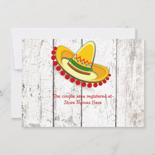 フェスティバルメキシカンフィエスタカップルウェディングシャワー 招待状 (裏面)