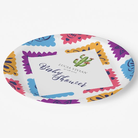 フェスティバルメキシコ紙ファンサボテン赤ちゃんシャワー ペーパープレート (アングル)