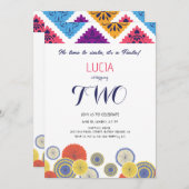 フェスティバルメキシコ紙ファンサボテン2歳の誕生日 招待状 (正面/裏面)