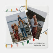 フェスティバルメリーと明るいクリスマスライト写真 セラミックオーナメント (裏面)