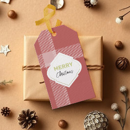 フェスティバルメリーエレガントクリスマスタータンチェックブルゴーニュ ギフトタグ