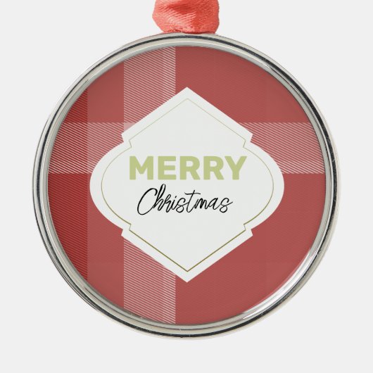 フェスティバルメリーエレガントクリスマスタータンチェックブルゴーニュ メタルオーナメント (正面)