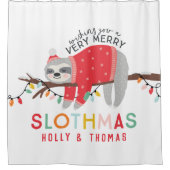 フェスティバルメリークリスマスおもしろいカラフルスロートホリデー シャワーカーテン (正面)