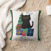 フェスティバルメリークリスマスかわいい黒猫コーヒーアート クッション (ブランケット)