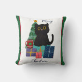 フェスティバルメリークリスマスかわいい黒猫コーヒーアート クッション (正面)