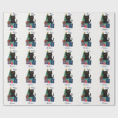 フェスティバルメリークリスマスかわいい黒猫コーヒーアート ラッピングペーパー (フラット)