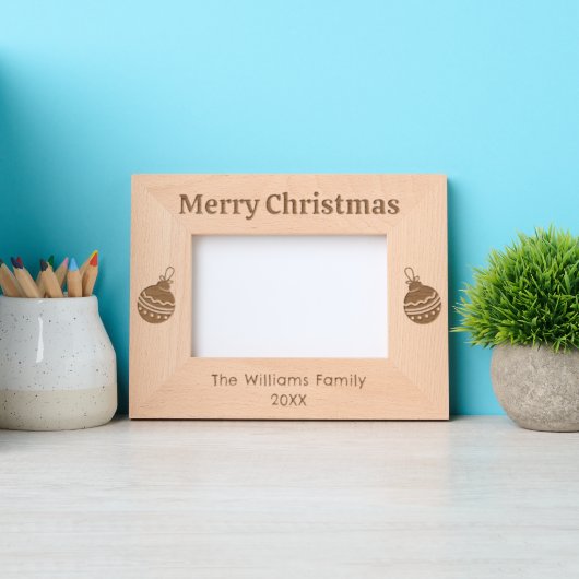 フェスティバルメリークリスマスオーナメントフォトレーザー レーザー彫刻フレーム (正面)