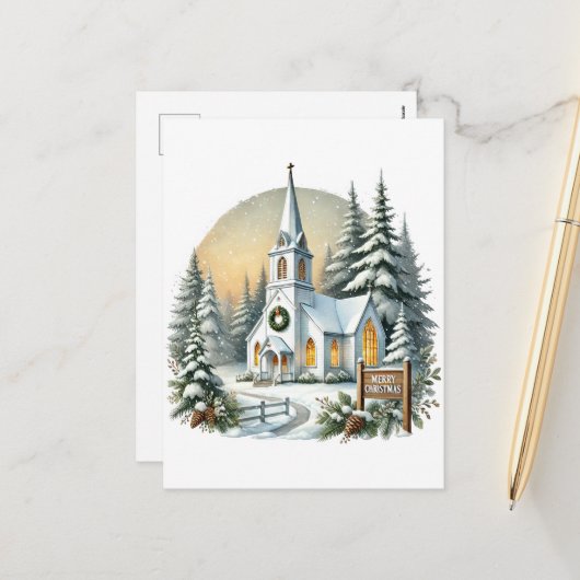 フェスティバルメリークリスマスカントリー教会 シーズンポストカード (正面/裏面インサイチュ)