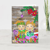 フェスティバルメリークリスマスガール&ボーイ小人 カード (正面)