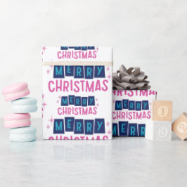 フェスティバルメリークリスマスグリーティングホワイトシームレス ラッピングペーパー