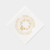 フェスティバルメリークリスマスグリーティングリース名 箔ナプキン (右)