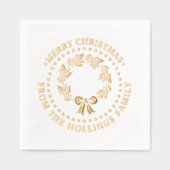 フェスティバルメリークリスマスグリーティングリース名 箔ナプキン (正面)