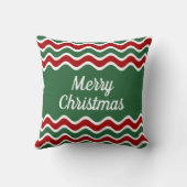 フェスティバルメリークリスマスグリーンレッドストライプズ クッション (裏面)