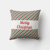 フェスティバルメリークリスマスグリーンレッドストライプズ クッション (裏面)