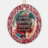 フェスティバルメリークリスマススノーフレークツーフォト セラミックオーナメント (左)