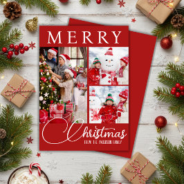 フェスティバルメリークリスマススリーフォト赤と白 シーズンカード
