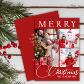 フェスティバルメリークリスマススリーフォト赤と白 シーズンカード