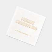 フェスティバルメリークリスマスタイポグラフィ社名 箔ナプキン (左)