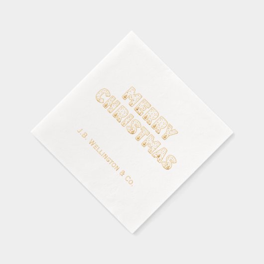 フェスティバルメリークリスマスタイポグラフィ社名 箔ナプキン (右)