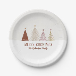 フェスティバルメリークリスマスツリーズホリデーパーティシック ペーパープレート
