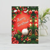 フェスティバルメリークリスマスパーソナライズされたブラック シーズンカード (スタンド正面)