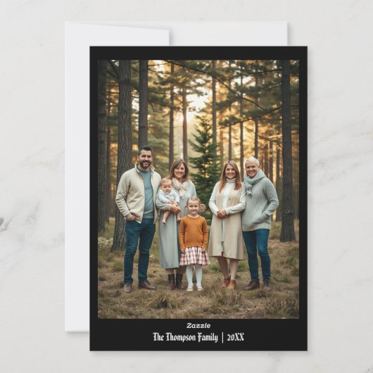 フェスティバルメリークリスマスパーソナライズされたブラック シーズンカード (裏面)