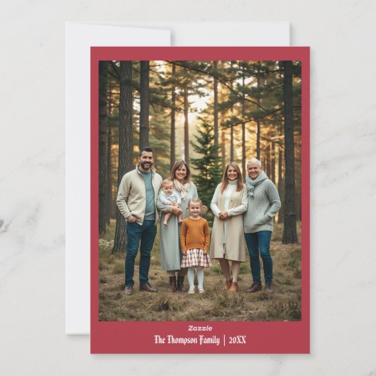 フェスティバルメリークリスマスパーソナライズされたレッド シーズンカード (裏面)