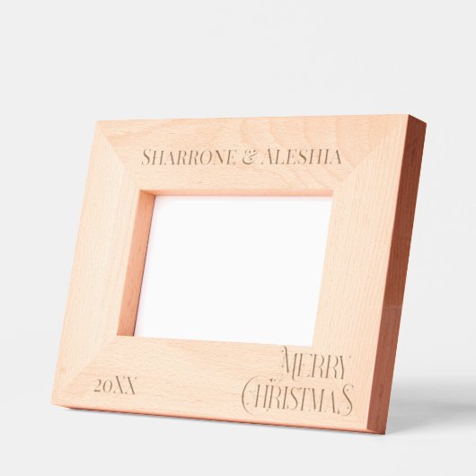 フェスティバルメリークリスマスパーソナライズされた、写真 レーザー彫刻フレーム (左)