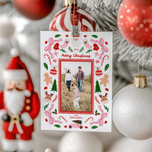 フェスティバルメリークリスマスフォトグリーティングカード 招待状