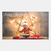 フェスティバルメリークリスマスフォトパーソナライズされたー 長方形シール (正面)