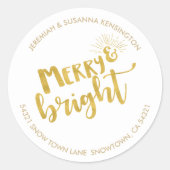 フェスティバルメリークリスマスブライト金箔アドレス ラウンドシール (正面)