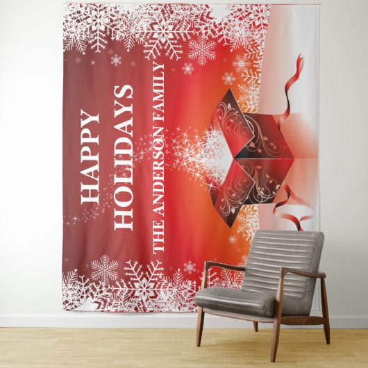 フェスティバルメリークリスマスプレゼントのサプライズ雪の結晶 タペストリー